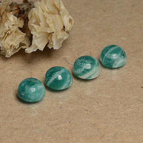 أخضر داكن-متوسط امازونيت حجر كريم - 0.9ct كابوشون دائرى (ID: 491720)