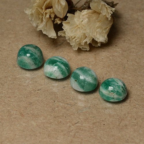 Medium-Dark Green Amazonit Edelstein - 0.9ct Rund Cabochon (ID: 491723)