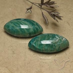 17.33 ctw Green Amazonite Stones, Natural Amazonite in Marquise Cabochon Shape for Sale