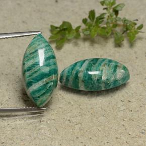 Pine Green Amazonite Gem - 8.8ct Marquise Cabochon (ID: 491732)