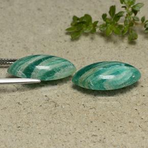 Amazonite Gemstones in 19.8 x 10.1 mm Size for Sale, Amazonite Stones in Pine Green Color