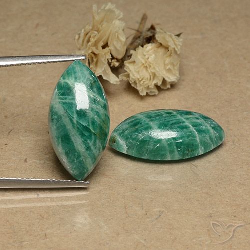 17.85 ct Green Amazonite, 19.9 x 10.2 mm Marquise Cut From Madagascar, Photo A