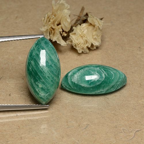 18.71 ct Green Amazonite, 19.8 x 10.2 mm Marquise Cut From Madagascar, Photo A