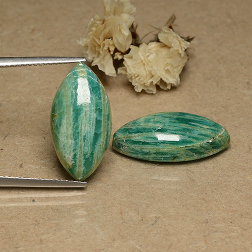 Deep Green Amazonite Gem - 7.8ct Marquise Cabochon (ID: 491744)
