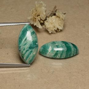 Cool Green Amazonit Edelstein - 8.4ct Marquise Cabochon (ID: 491746)