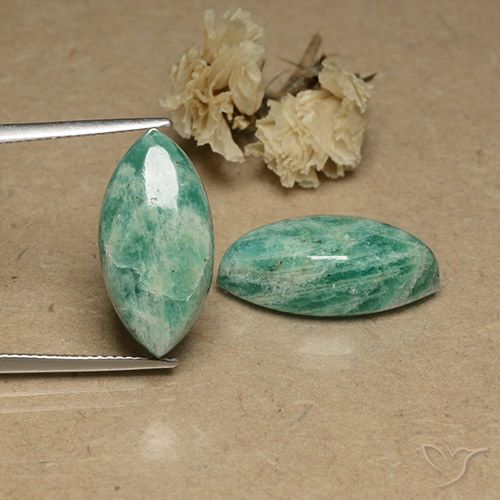 17.71 ct Green Amazonite, 19.8 x 10.1 mm Marquise Cut From Madagascar, Photo A