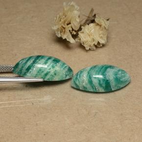 Amazonite Gemstones in 20.1 x 10.3 mm Size for Sale, Amazonite Stones in Pine Green Color