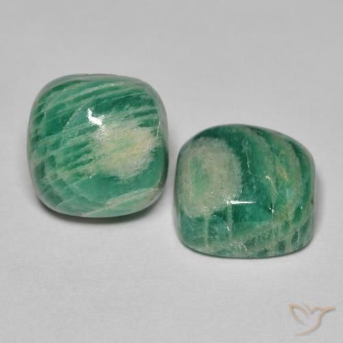 10.90 ctw Green Amazonite Stones, Natural Amazonite in Cushion Cabochon Shape for Sale