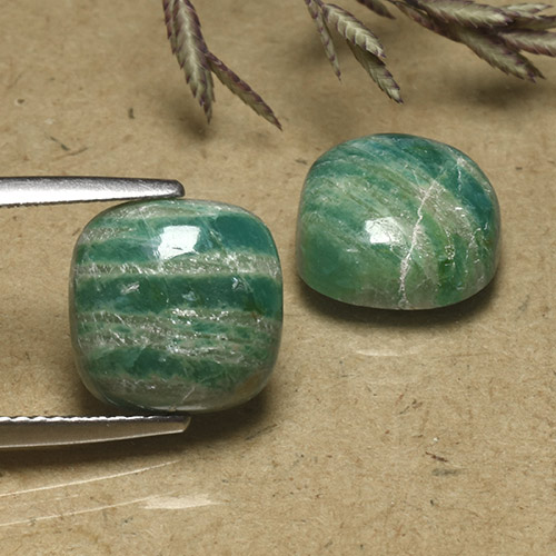Cool Green Amazonite Gem - 4.1ct Cushion Cabochon (ID: 491789)