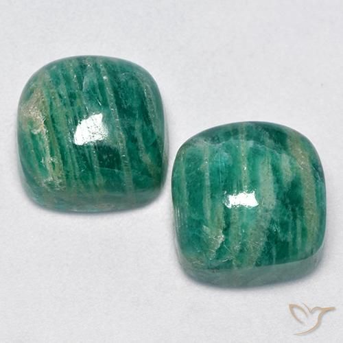 11.9 ct Green Amazonite, 10.3 x 10.3 mm Cushion Cut From Madagascar, Photo A