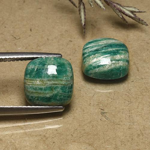 Verde pino Amazonita Gema - 4.6ct Cabujón forma Cojín (ID: 491791)