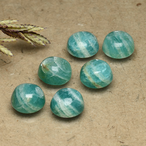 Pine Green Amazonite Gem - 0.9ct Round Cabochon (ID: 491801)