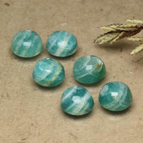 5.63 ctw Green Amazonite Stones, Natural Amazonite in Round Cabochon Shape for Sale