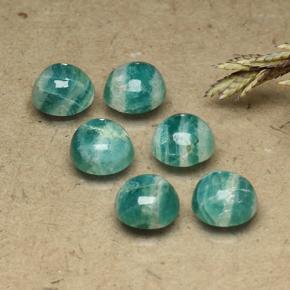 5.22 ctw Green Amazonite Stones, Natural Amazonite in Round Cabochon Shape for Sale