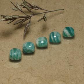 Verde medio Amazonita Gema - 0.7ct Cabujón forma Cojín (ID: 491813)