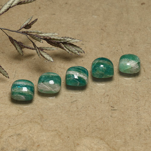 Cool Green Amazonite Gem - 0.7ct Cushion Cabochon (ID: 491821)