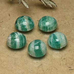 4.07 ctw Green Amazonite Stones, Natural Amazonite in Round Cabochon Shape for Sale