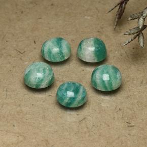 Pine Green Amazonite Gem - 0.9ct Round Cabochon (ID: 491828)