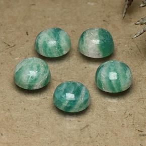 4.31 ctw Green Amazonite Stones, Natural Amazonite in Round Cabochon Shape for Sale