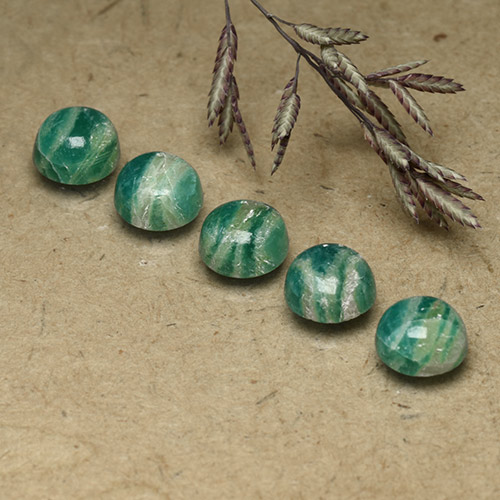 Pine Green Amazonite Gem - 0.9ct Round Cabochon (ID: 491830)