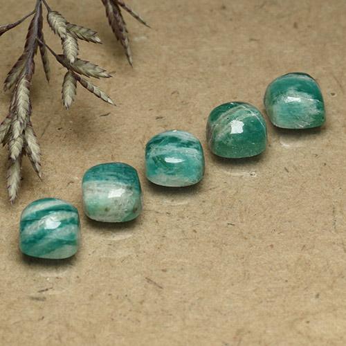 3.38 ctw Green Amazonite Stones, Natural Amazonite in Cushion Cabochon Shape for Sale