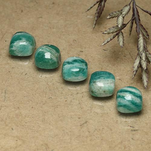 Amazonite Gemstones in 5 x 5 mm (calibrated) Size for Sale, Amazonite Stones in Pine Green Color