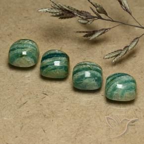 7.99 ctw Green Amazonite Stones, Natural Amazonite in Cushion Cabochon Shape for Sale