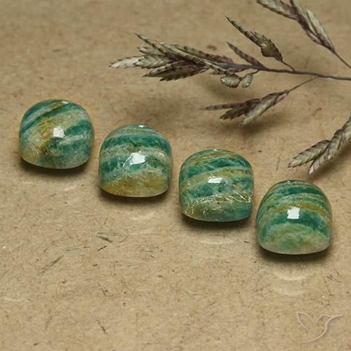 8.58 ctw Green Amazonite Stones, Natural Amazonite in Cushion Cabochon Shape for Sale
