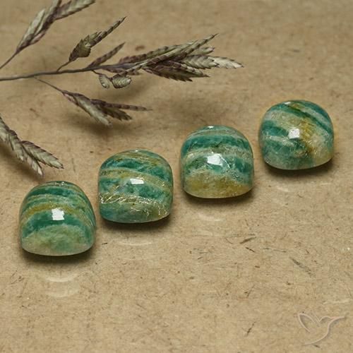 Amazonite Gemstones in 7 x 7 mm (calibrated) Size for Sale, Amazonite Stones in Medium-Dark Green Color
