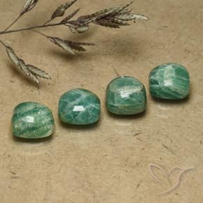 Amazonite Gemstones in 7 x 7 mm (calibrated) Size for Sale, Amazonite Stones in Cool Pine Green Color