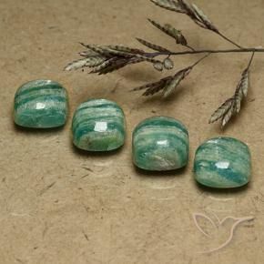7.34 ctw Green Amazonite Stones, Natural Amazonite in Cushion Cabochon Shape for Sale