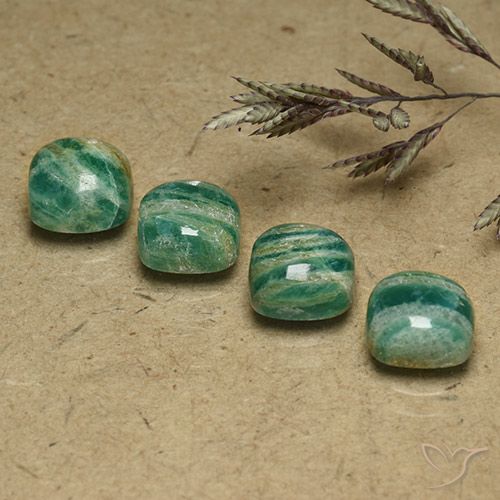 7.44 ct Green Amazonite, 7.3 x 7.2 mm Cushion Cut From Madagascar, Photo A