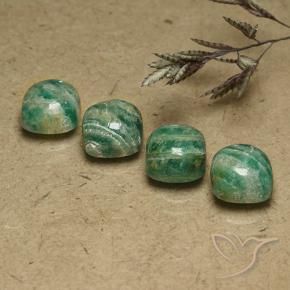 8.10 ctw Green Amazonite Stones, Natural Amazonite in Cushion Cabochon Shape for Sale
