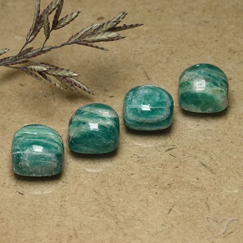 8.67 ct Green Amazonite, 7.3 x 7.3 mm Cushion Cut From Madagascar, Photo A
