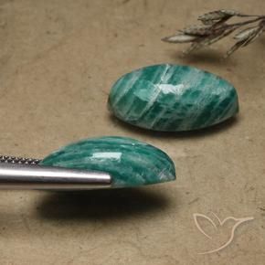 Amazonite Gemstones in 17.6 x 9.3 mm Size for Sale, Amazonite Stones in Deep Green Color