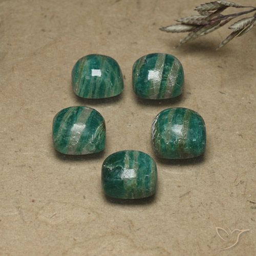 9.24 ct Green Amazonite, 7.2 x 7.2 mm Cushion Cut From Madagascar, Photo A