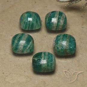 9.24 ctw Green Amazonite Stones, Natural Amazonite in Cushion Cabochon Shape for Sale