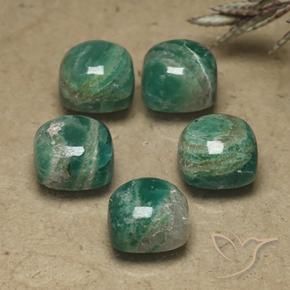 10.90 ctw Green Amazonite Stones, Natural Amazonite in Cushion Cabochon Shape for Sale