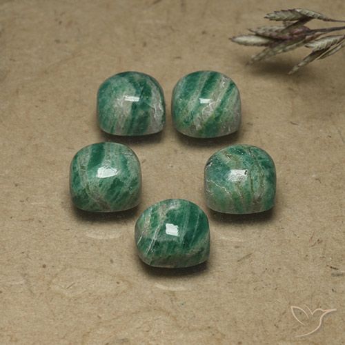 11.02 ct Green Amazonite, 7.3 x 7.3 mm Cushion Cut From Madagascar, Photo A