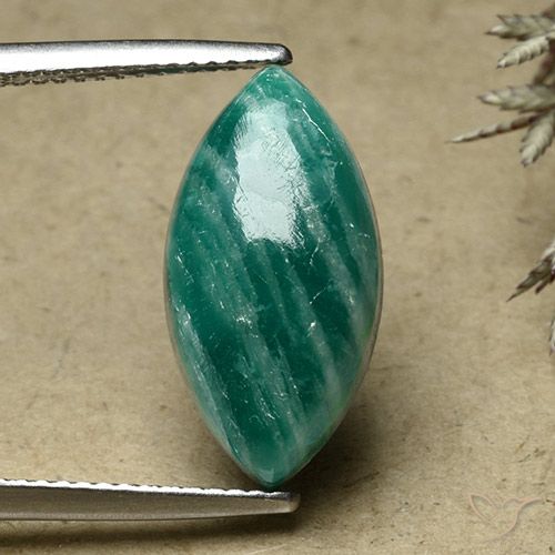 Medium-Dark Green Amazzonite Gem - 7ct Cabochon taglio marquise (ID: 492109)