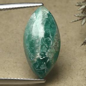 Verde pino Amazonita Gema - 7.6ct Cabujón Cortada Marquesa (ID: 492110)