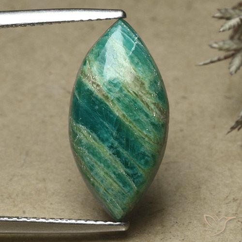 5.73 ct Green Amazonite, 19.5 x 9.7 mm Marquise Cut From Madagascar, Photo A