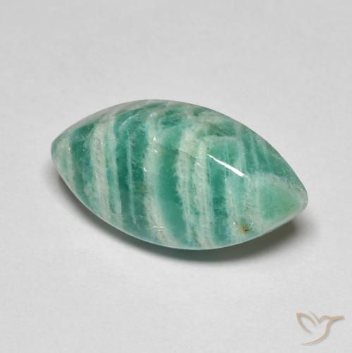 6.39 ct Green Amazonite Stone, Natural Amazonite in Marquise Cabochon Shape for Sale