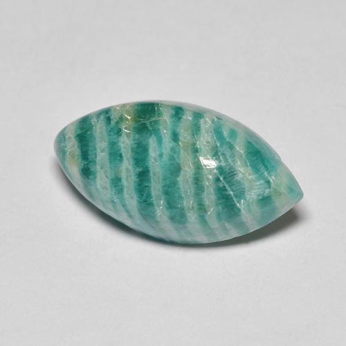 Verde oscuro medio Amazonita Gema - 6.9ct Cabujón Cortada Marquesa (ID: 492116)