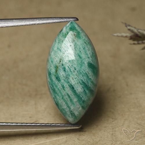 7.65 ct Green Amazonite, 18.1 x 9.3 mm Marquise Cut From Madagascar, Photo A