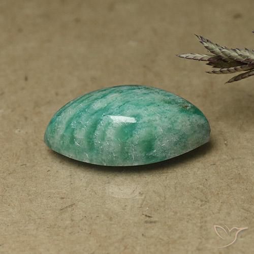 7.65 ct Green Amazonite Stone, Natural Amazonite in Marquise Cabochon Shape for Sale