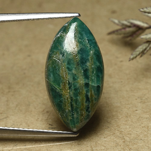 Medium-Dark Green Amazonite Gem - 7.3ct Marquise Cabochon (ID: 492173)