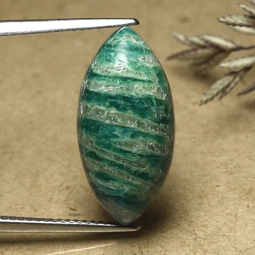 Medium Green Amazonite Gem - 8.8ct Marquise Cabochon (ID: 492174)