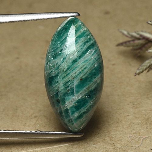 Cool Green Amazonite Gem - 6.7ct Marquise Cabochon (ID: 492175)
