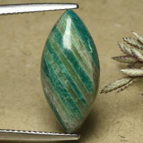 6.13 ct Green Amazonite Gemstone, Amazonite Gem in Marquise Cabochon Shape for Sale.